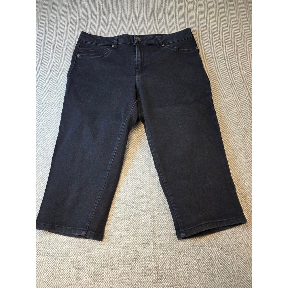 1822 Denim Capri Jeans Womens Size 16 Blue Dark Wash Cotton Stretch Low Waist